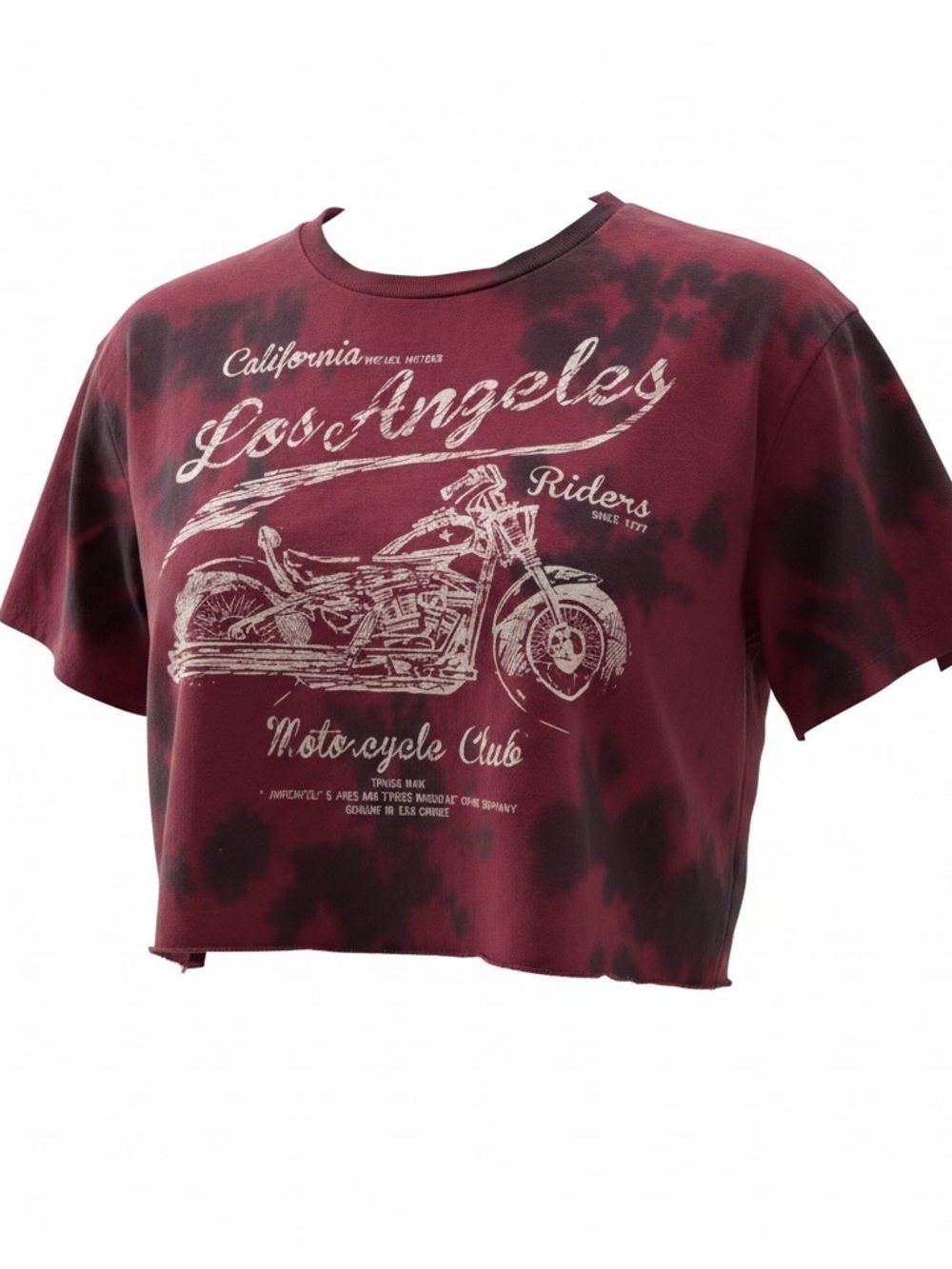 Los Angeles Motorcycle Graphic Tie-Dye Tee - Burgundy & Black